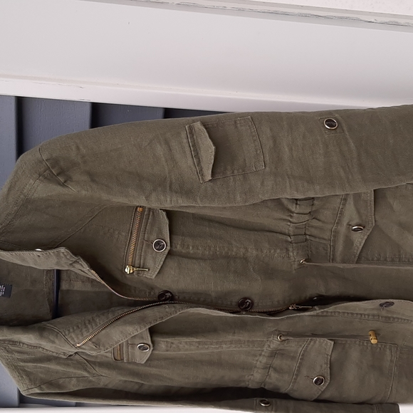100% linen military utilityjacket great shape by inc internationa… - Picture 2 of 5